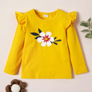 PatPat 3er-Pack Mädchen T-Shirt 3 Stück T-Shirts Herbst und Frühling Blumen Punkte Langarm Top Tee Sets Kinderkleidung