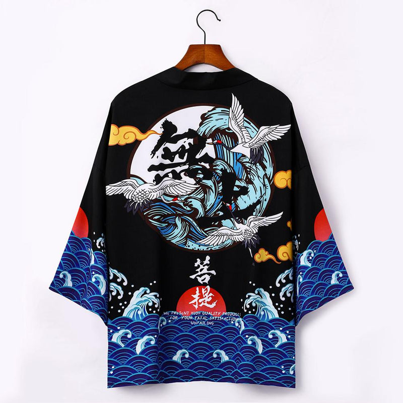 Kimono japonés cárdigan hombres novedad de verano Haori Samurai Kimonos Karate Streetwear camisa Kimono japonés hombres Haori Yukata