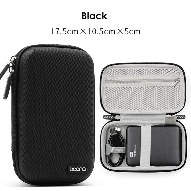 Bolsa de almacenamiento de dispositivos digitales de carcasa dura para adaptador de Mac, Cable de datos de ratón, auriculares, HDD, estuche organizador de dispositivos electrónicos