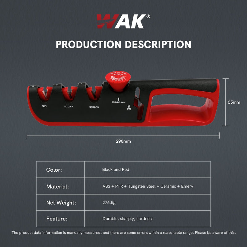 WAK Knife Sharpener 5 in 1 Adjustable Angle Black Red Kitchen Grinding Machine Professional Knife Scissors Sharpening Tools