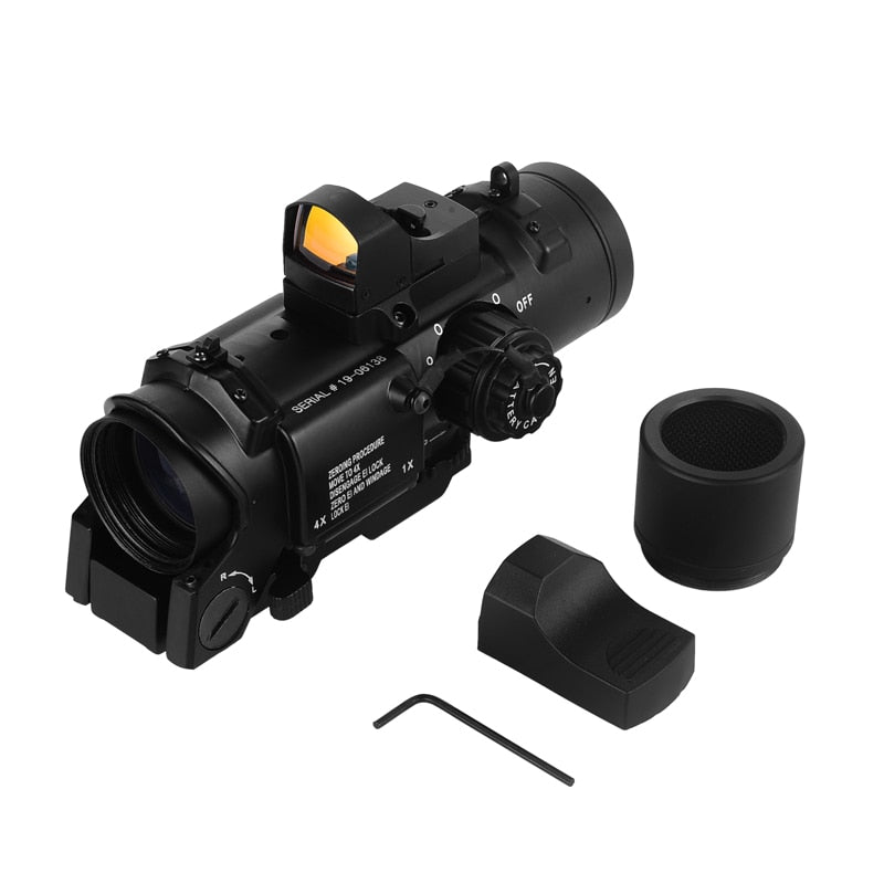 Tactical Optics Zielfernrohr 1x-4x Fixed Dual Purpose Scope mit Mini Red Dot Sight Scope Jagdzielfernrohre für Airsoft Air Guns Caza