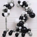 Balloons Garland Arch Kit, 100 PCS Birthday decoration Set with Silver Metallic,White,Black and Confetti Balloons Plus Silver Pa