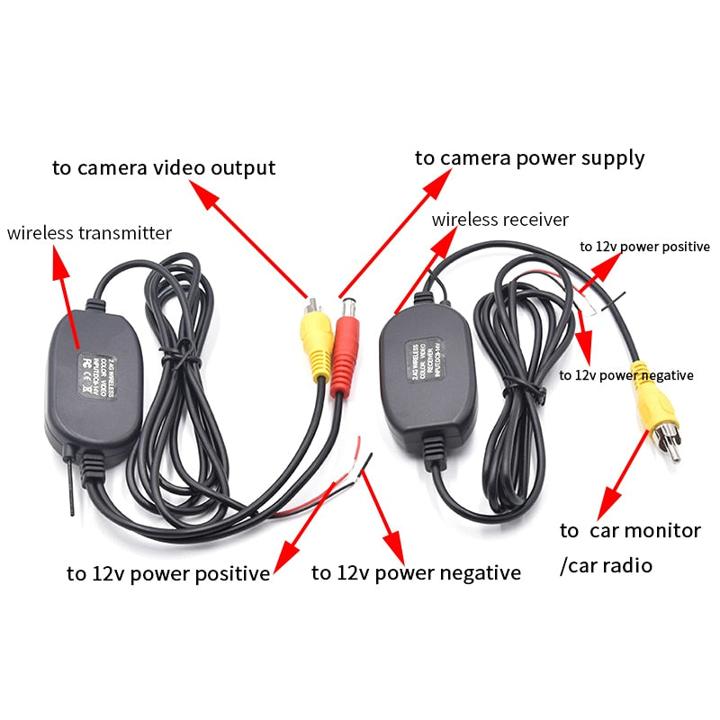 Easy Installation Car Rear View Camera Wireless Wiring Kit 2.4GHz DC 12V Vehicle Cameras Wireless Transmitter/Receiver