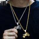 HIP Hop Full AAA Iced Out Bling CZ Cubic Zircon Copper Cool Motorcycle Pendants &amp; Necklaces For Men Jewelry Wholesale
