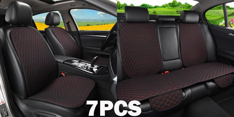 Summer Car Seat Cover Protector Auto Flax Front Back Rear Backrest Linen Seat Cushion Pad for Automotive Interior Truck Suv Van