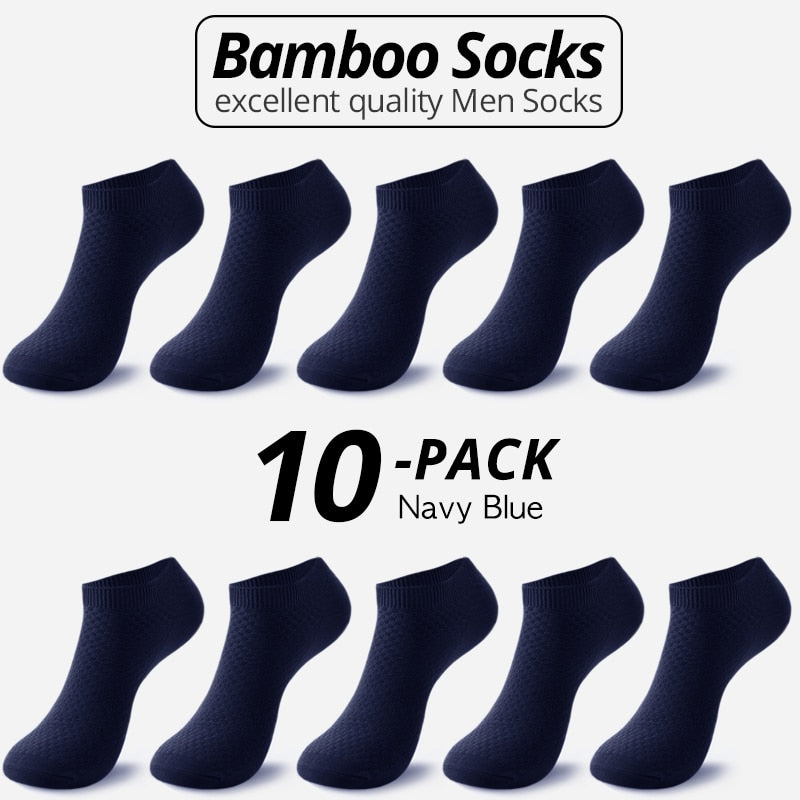 10 Pairs Bamboo Fiber Men Socks Short Ankle Business Black Male Meias Socks Summer Breathable Men Dress Shoes Clothes Size 38-44