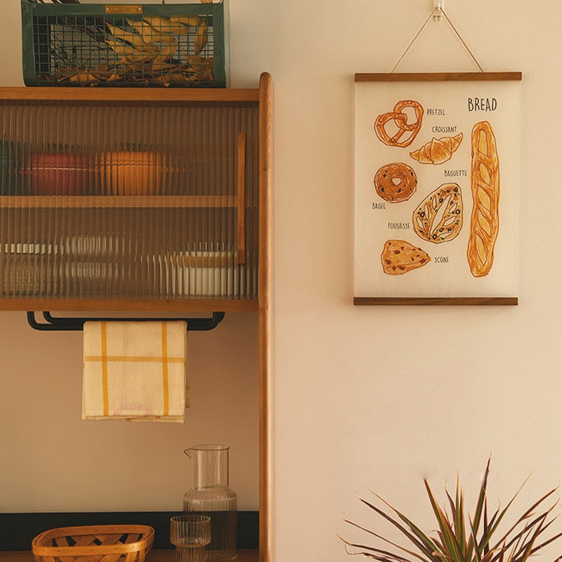 Nordic Hanging Wood Poster Kalender Aufhänger Rahmen Brot Obst Poster Drucke Wandbilder für Zuhause Wohnzimmer Küche Wandkunst
