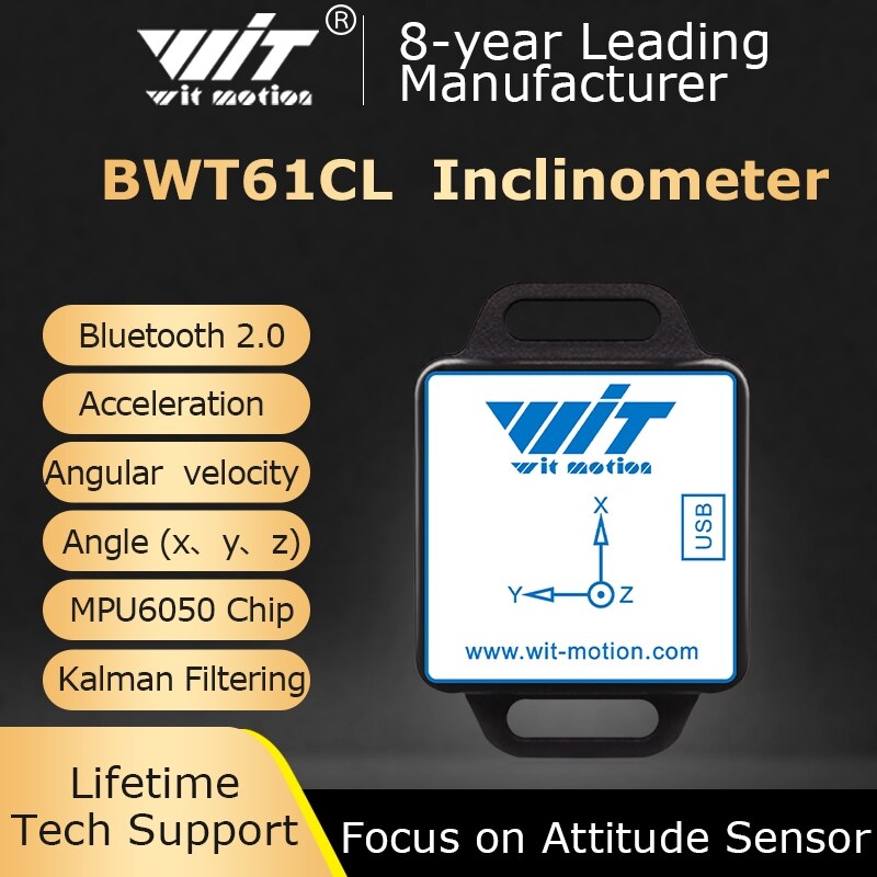 Acelerómetro Bluetooth de alta precisión BWT61CL + giroscopio + ángulo (XYZ, 100HZ), inclinómetro MPU6050 AHRS de 6 ejes, compatible con PC/Android