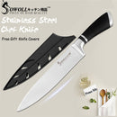 SOWOLL Cooking Kitchen Knife Tools Handmade Stainless Steel Knife 7 inch Japanese Cooking Knife Santoku Salmon Sushi Knife Gift