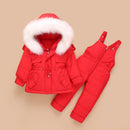 Kinder Daunenmantel Jacke + Overall Kinder Kleinkind Mädchen Junge Kleidung Daunen 2 stücke Winter Outfit Anzug Warme Baby Overalls Kleidung Sets