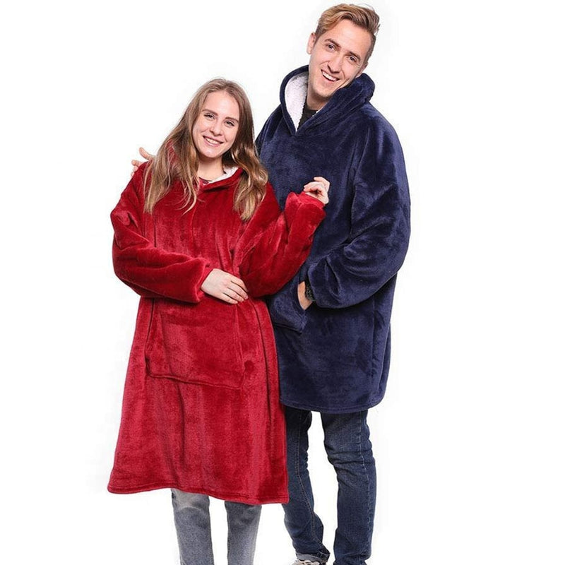 Thick Winter Adults Sofa Warm TV Blanket Wearable Outdoor Hiking  Hooded Sweatshirt Blanket Warm Hoodie TV Blankets With Pocket