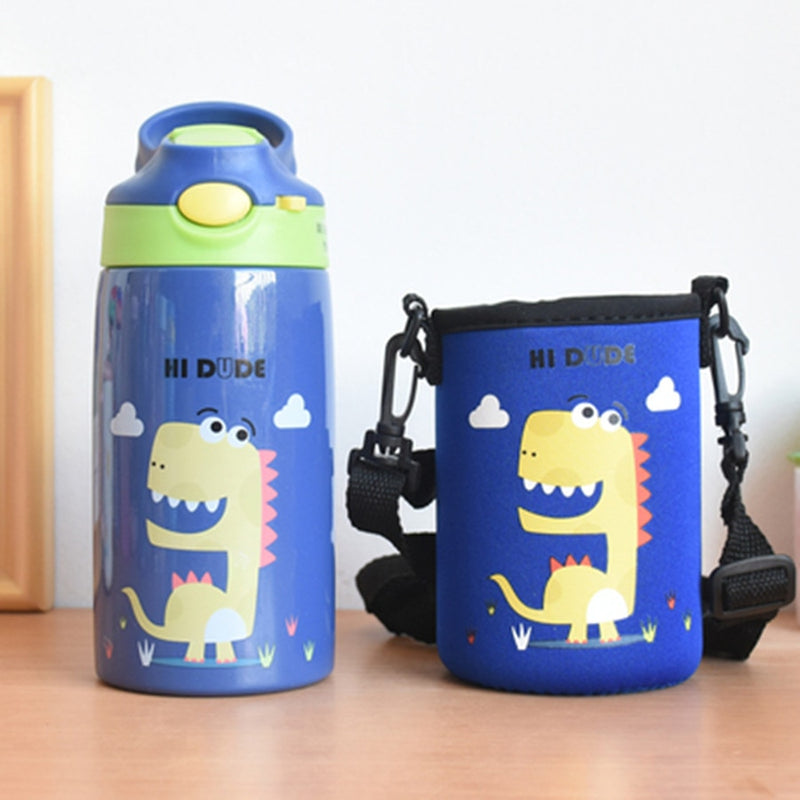 Hot Sales  Cute Children Powdered Milk Kettle Cartoon Stainless Steel 316 Straw Thermos Flasks Baby&