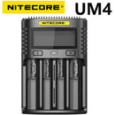 100% Original Nitecore UM4 UM2 USB QC Battery Charger Intelligent Circuitry Global Insurance li-ion AA AAA 18650 21700 26650