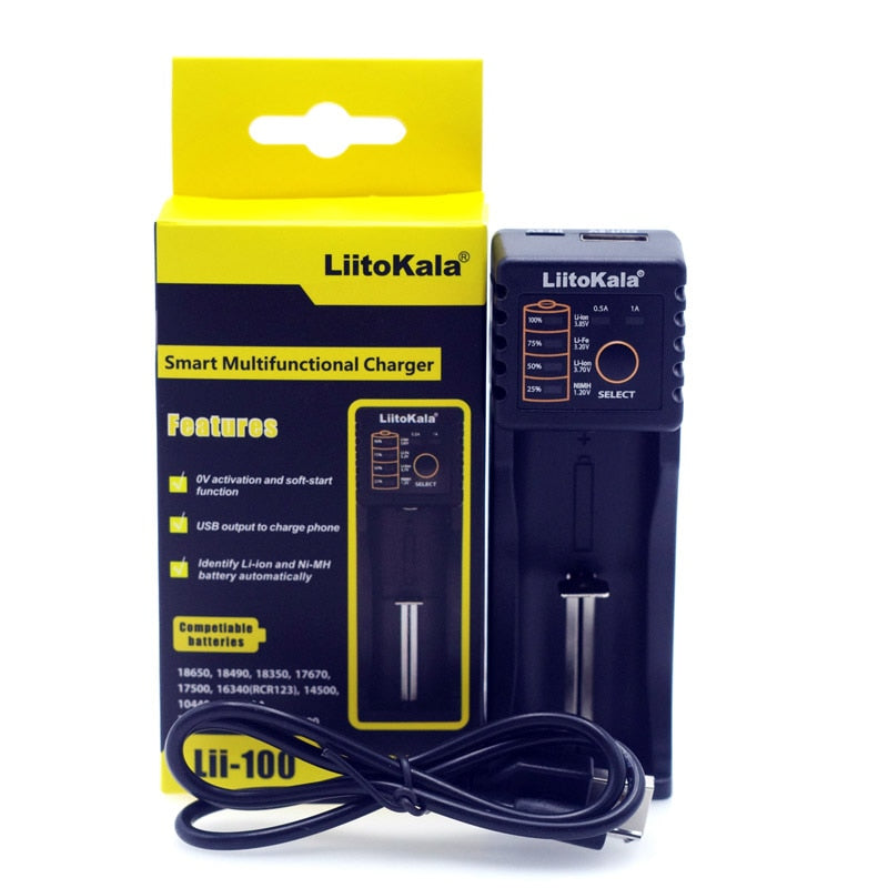 Liitokala Lii402 Lii202 Lii100 LiiS1 18650 Ladegerät 1,2 V 3,7 V 3,2 V AA/AAA 26650 NiMH Li-Ionen-Akku Smart Charger 5 V 2 A EU-Stecker