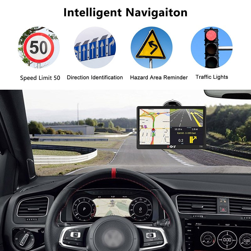 XGODY 7 Inch HD Screen Car Navigator GPS Vehicle 8GB Car GPS Navigation Voice Prompts Truck Navigation America Free Map 2022