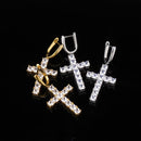 TOPGRILLZ Micro pavimentado Cruz Full Bling Iced Out Pendiente Cubic Zircon Oro Plata Color Charm Stud Pendientes Hip Hop Joyería