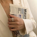 Foxanry Minimalist 925 Stamp Rings for Women New Fashion Creative Irregular Surface Geometric Party Jewelry Gifts