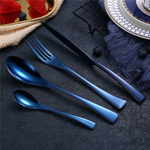 Gabeln Messer Löffel Schwarzes Besteckset Edelstahl Geschirr Geschirr Besteck Set Dinner Knife Fork Western Food Set