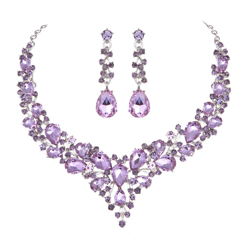 Delicate Women Austrian Crystal Jewelry Sets 16 Colors For Bridal Wedding Necklace And Earrings Sets Lady Party Fashion Jewelry