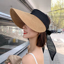 Oversize Straw Bucket Hat Women Bow Women's Summer Visor Cap 2022 Fashion Fishing Hat Bob Men's Panama Hats bone feminino MZ015