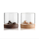 5oz Mountain Wine Glass mug with Wooden chinese tea mug Bottom Whiskey Glasses Japanese Household Tea Cup wood mug gift