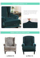Wing back Chair Cover Velvet Spandex Stretch Slipcovers for office Chairs Stylish 2 Piece Set With Elastic Band