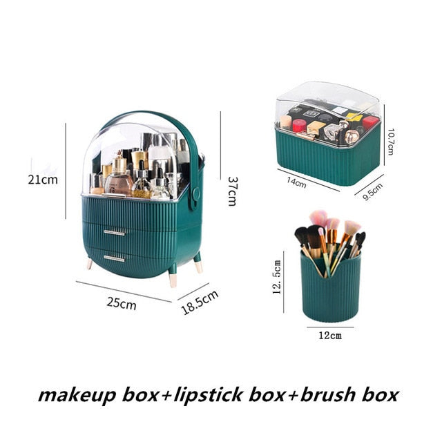 Organizador de maquillaje para cosméticos, caja de almacenamiento de cosméticos de gran capacidad, organizador de escritorio, joyería, esmalte de uñas, cajón de maquillaje, contenedor