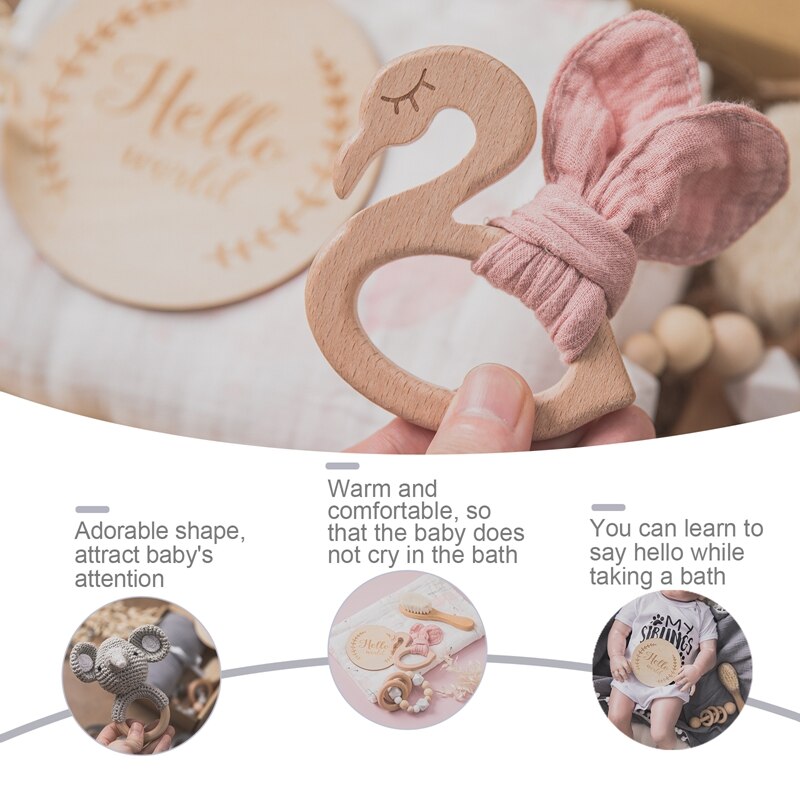 4pcs/set Baby Bath Toy Set Solid Color Cotton Blanket Baby Milestones Brush Rattle Bracelet Baby Bath Gift Products For Kids