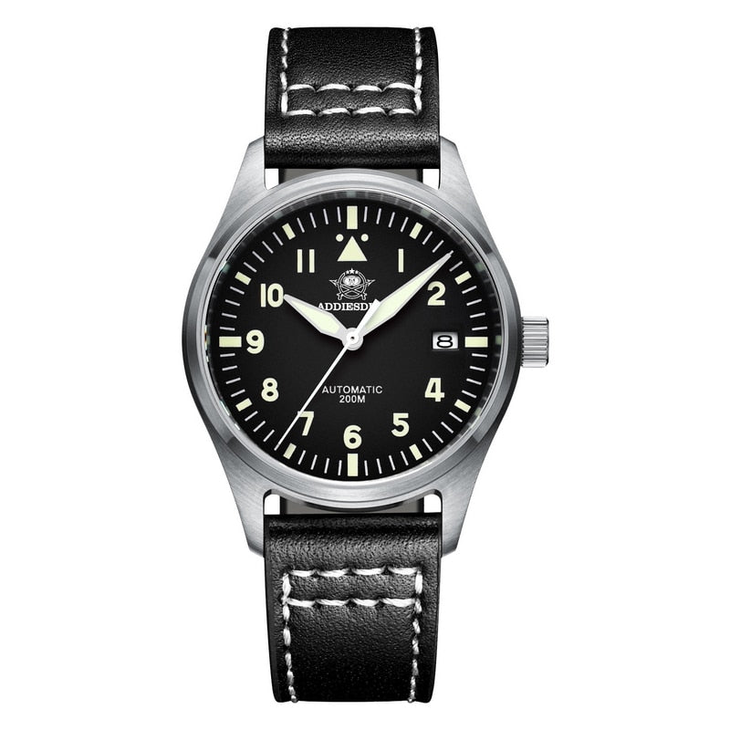 Diver Mechanical Dive Watch For Men Leather Sapphire Crystal Business Men&
