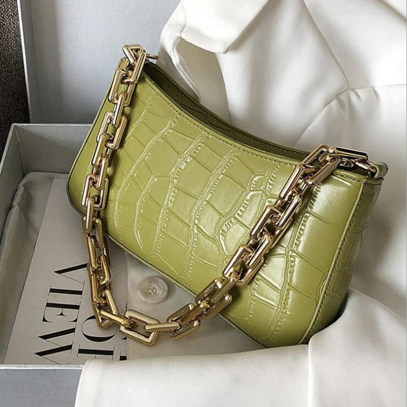 2022 Fashion Chain Shoulder Bag Luxury Handbags And Purses Designer Armpit Bags For Women Solid Stone Pattern Lady Hand Bag