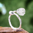 Anillo de oro de 18 quilates de Plata de Ley 925 auténtica de Lotus Fun, joyería fina hecha a mano de cristal Natural, anillos de flores de lirio de los valles para mujer