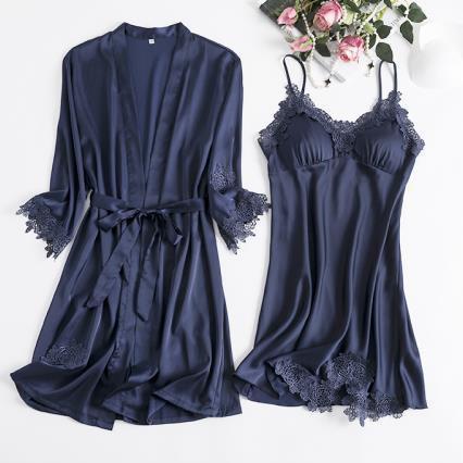 Conjunto de bata de boda con estampado Sexy para novia, ropa de dormir suave para mujer, ropa de dormir de satén de verano, albornoz, ropa de casa, conjunto de dormir, camisón corto