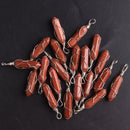 50PCS Factory Outlet Jewelry Wrapped Pendants Natural Gem Stone Wire Winding Bead For Making Necklace Crystal Hexagonal Pendulum