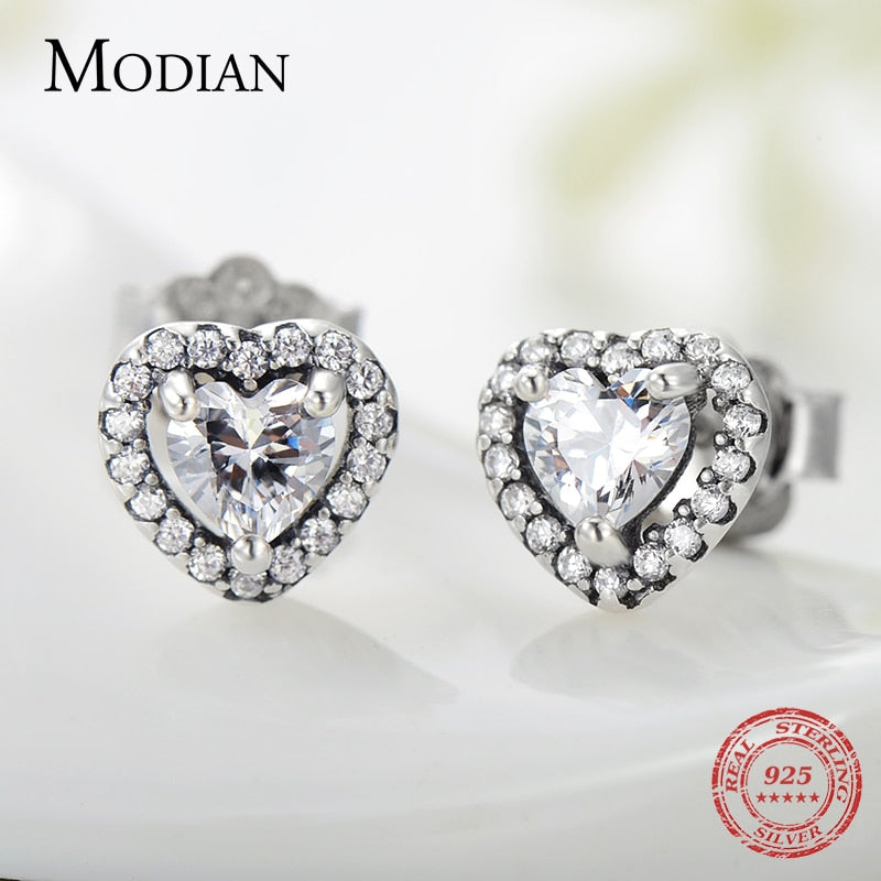 Modian, conjuntos de moda de corazón de Plata de Ley 925 para mujer, pendientes de abalorios, collares de boda de lujo, joyería de declaración de compromiso