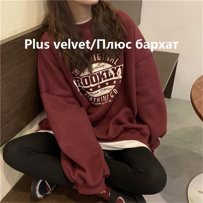 Jersey fino, sudadera de diseñador a la moda de otoño, sudadera holgada de cuello redondo, Sudadera con capucha Harajuku, Polerones para Mujer, ropa de Kpop 2022