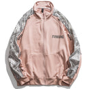 Chaqueta de calle alta para hombre, chaqueta cortavientos reflectante con estampado de letras de anacardo, primavera 2021, chaqueta Bomber de retales para hombre, parejas