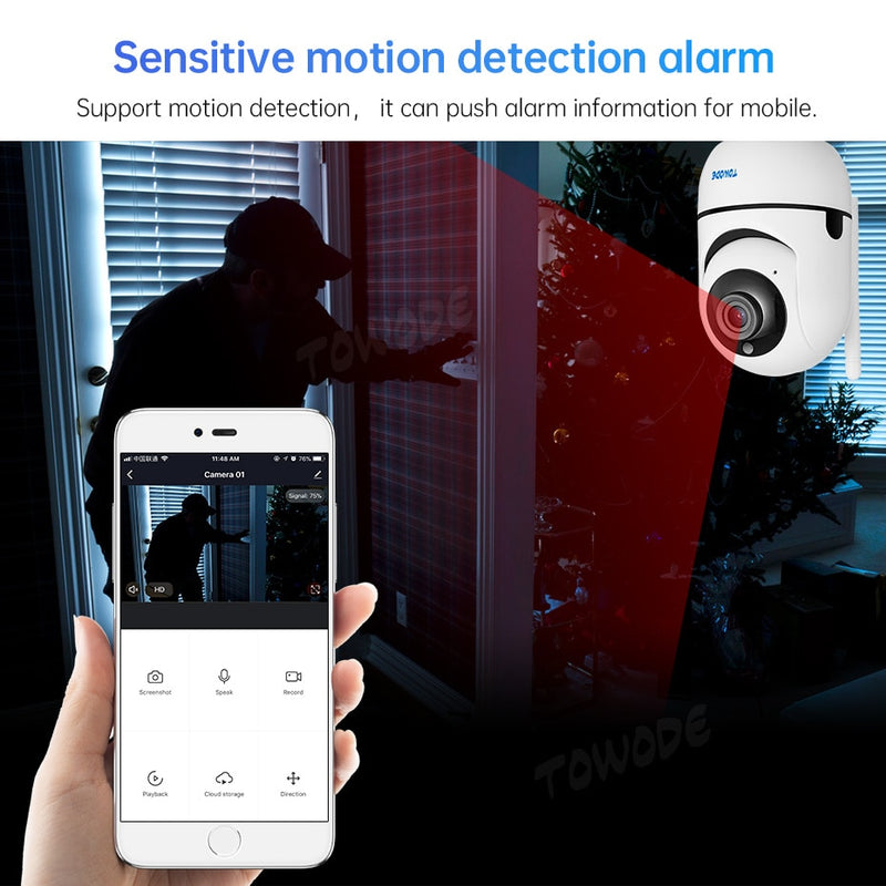 TOWODE 1080P WIFI IP Kamera Home Security Indoor Tuya Smart Bewegungserkennung Alarm Rotation Babyphone Überwachungskamera