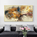 Hand Painted Oil Painting On Canvas Abstract Textured Brown Trees With Yellow Leaves Wall Art Painting For Modern Home Decor