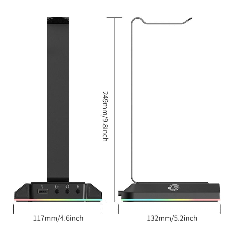 Headphones Stand EKSA W1 7.1Surround Gaming Headset Holder RGB with 2 USB and 3 3.5mm Ports for Gamer PC Accessories Desk