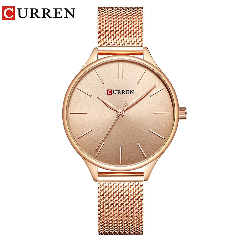 CURREN, relojes para mujer, reloj de pulsera de lujo, reloj femenino, reloj para mujer, acero milanés, reloj de cuarzo dorado rosa para mujer, nuevo