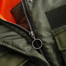 ZXQJ Frauen Mode Basic Lose Gepolsterte Bomberjacke Mantel Vintage Langarm Reißverschluss Warme Weibliche Oberbekleidung Chic Tops