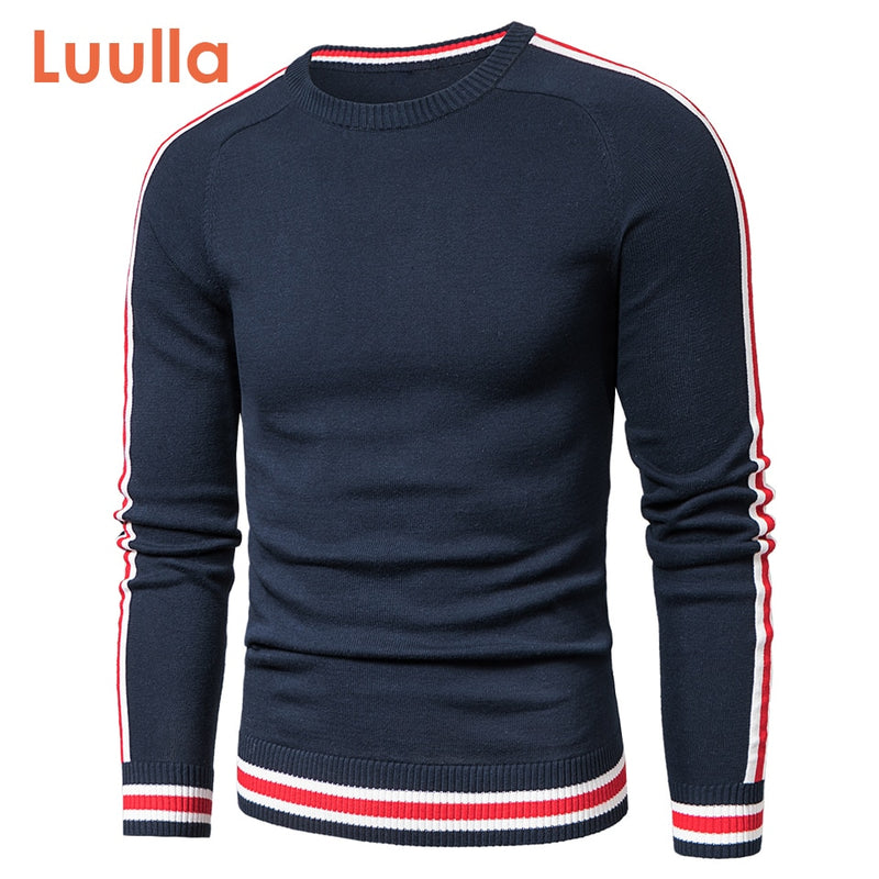 Luulla Men 2022 Autumn Casual Knitted 100% Cotton Striped Sweaters Pullover Men Winter New Fashion Classic O-Neck Sweaters Men