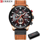 Reloj cronógrafo de moda CURREN, reloj de cuero para hombre, relojes deportivos informales para hombre, reloj de pulsera de cuarzo, reloj Masculino