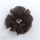 240 Uds., 5,5 cm, 2 ", racimo de perlas, centro de diamantes de imitación, Flor de pelo de gasa, flor para coser a mano, Boutique para diademas de bebé