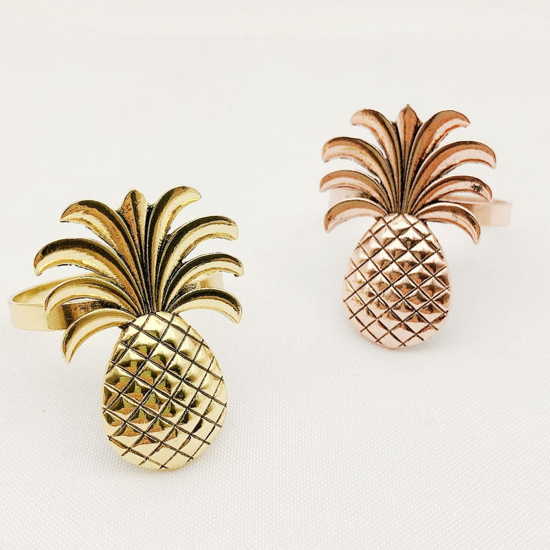 10 teile/los heißer verkauf ananas serviettenring metallüberzug serviettenring ring stehen hochzeit urlaub party tischdekoration