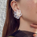 AENSOA Korea Hyperbole Weiße transparente Blumenohrringe für Frauen 2022 Neue süße, große Blumenohrringe aus Acryl Trendiger Schmuck