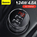 Baseus Dual USB Car Charger 24W Fast Car Charging LED Auto Charge Adapter For iPhone Xiaomi USB Car-Charger Mobile Phone Charger