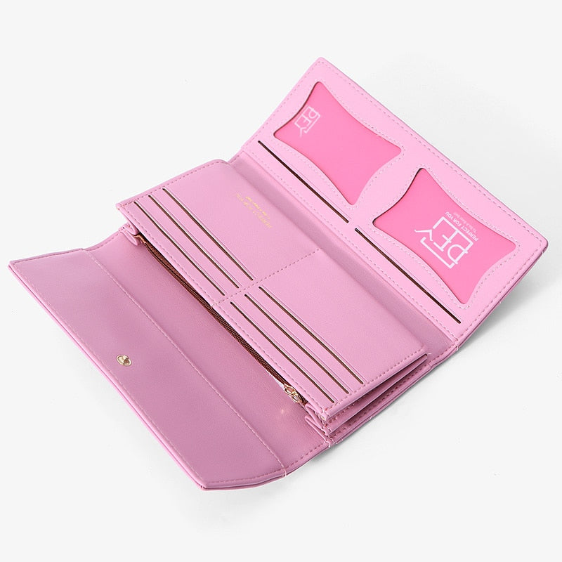 WEICHEN 2020 Designer Stickerei Brieftasche Frauen Marke Handtasche Leder Mode Trifold Lange Kupplung Brieftaschen Weibliche Geldbörse Carteira