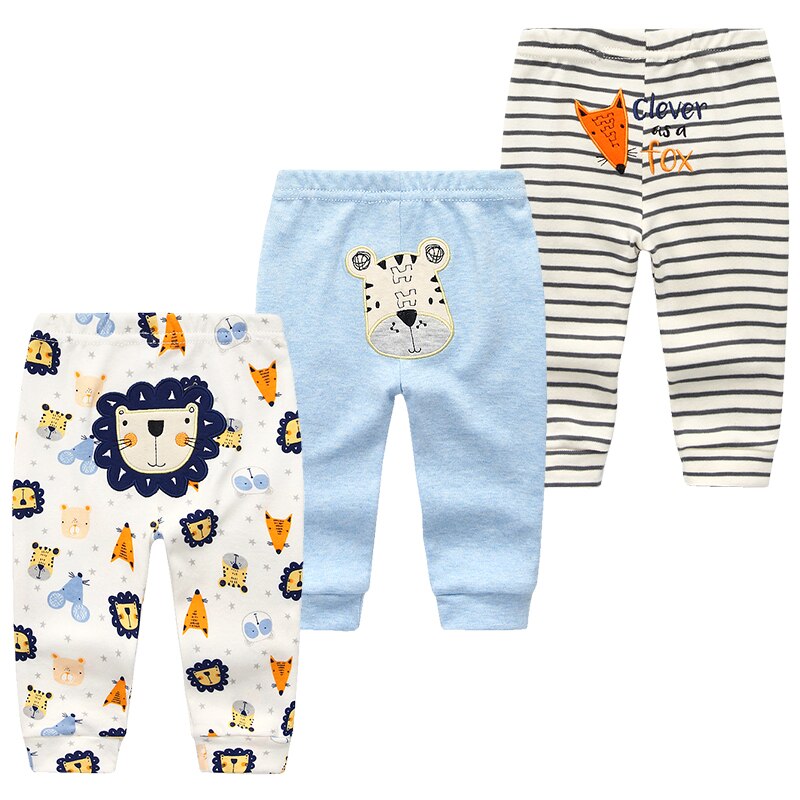 3Pcs/lot Cartoon Print Baby Pants Cotton Baby Leggings Autumn Toddler Boy Girl Pants Newborn Infant Clothing 3 6 9 12 18 24M