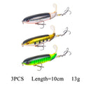 8Pcs Whopper Plopper 10Cm/14Cm Floating Per Fishing Lure Artificial Hard Bait Wobbler Rotating Tail Fishing Tackle 3D Eyes